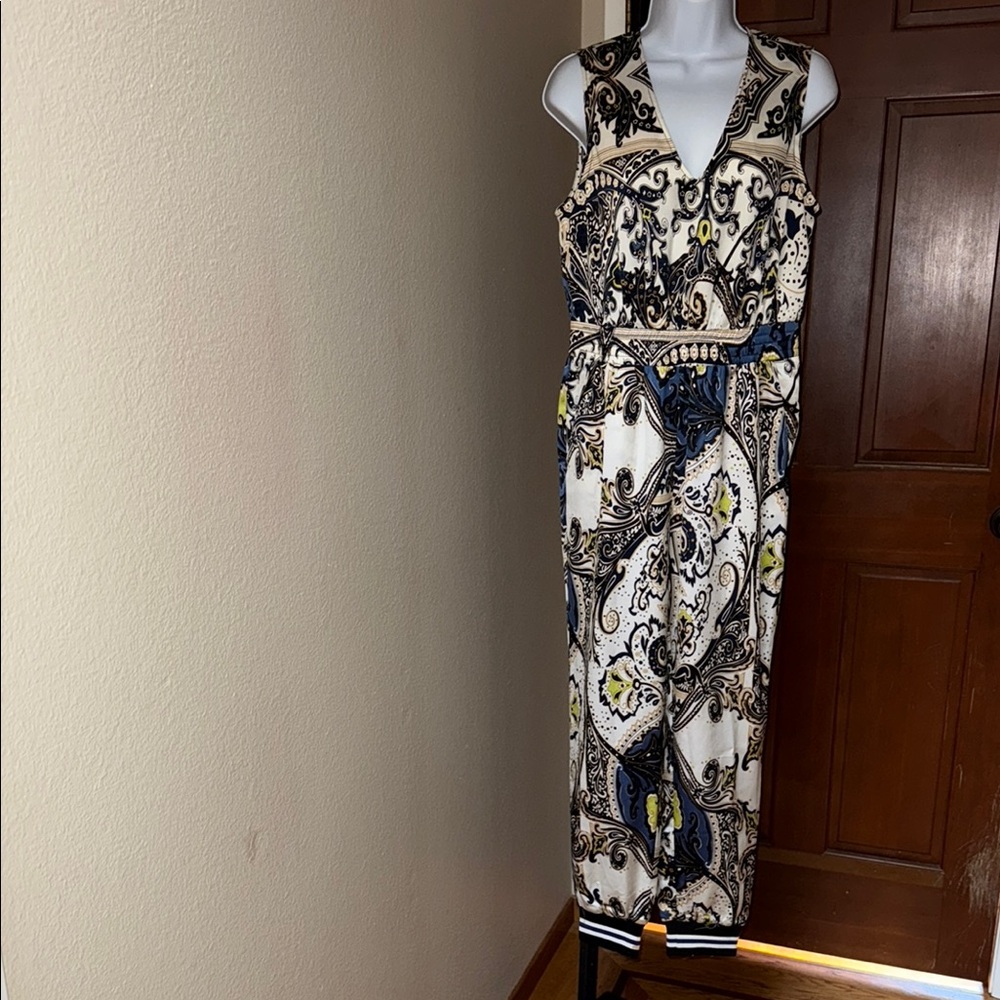RACHEL Rachel Roy Blue, Cream Multi-color Paisley Sleeveless Jumpsuit Women’s 6